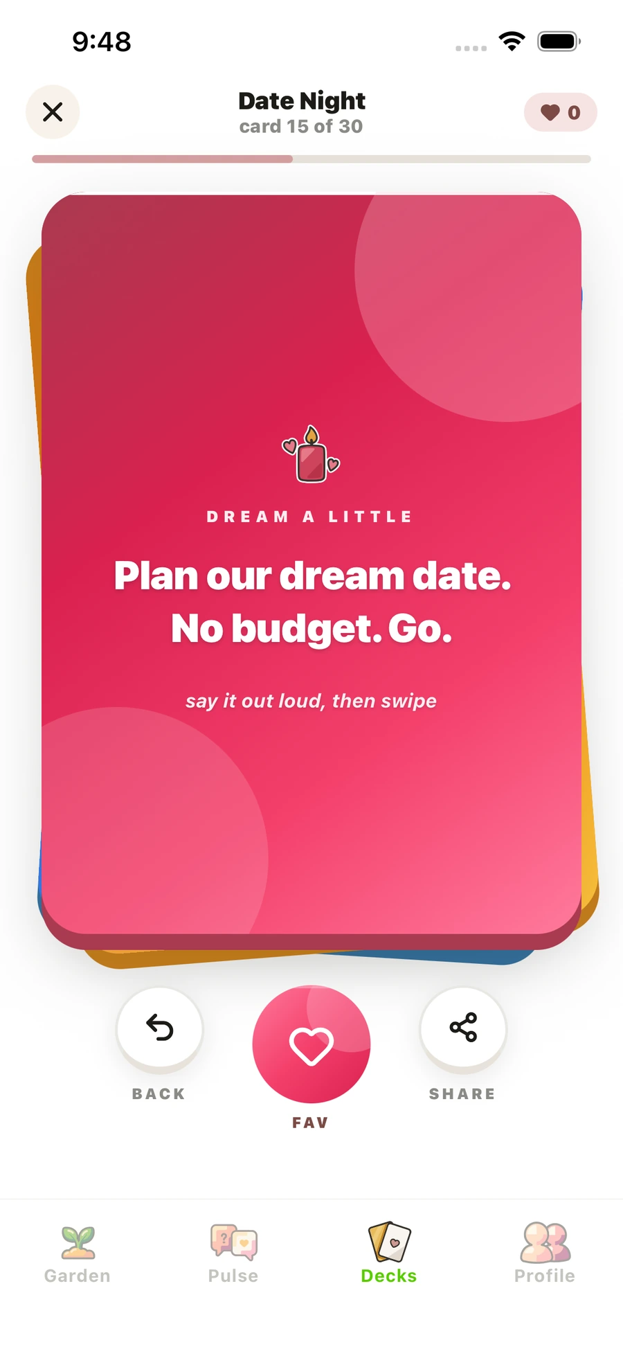 A Date Night card — plan your dream date, no budget